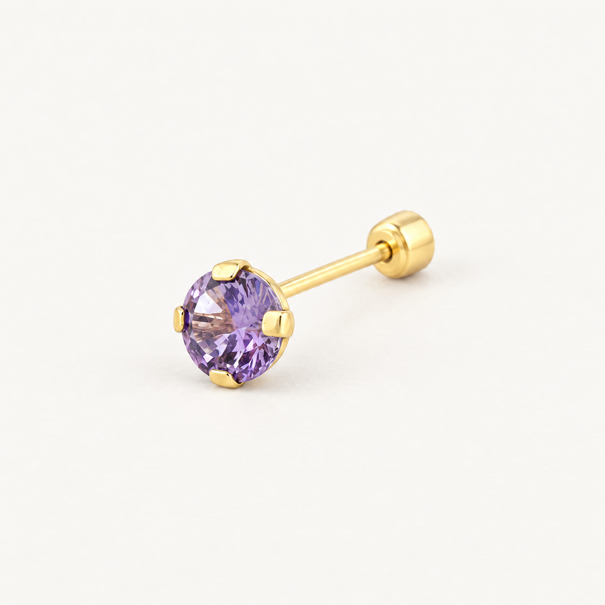 Broquel Solitario Zirconia Amatista 3 mm Oro 10K: vista principal.