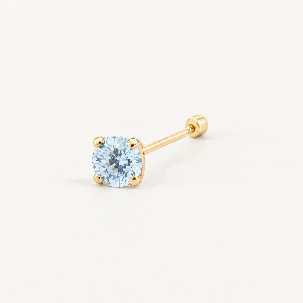 Broquel Solitario Zirconia Aqua 4 mm Oro 10K: vista principal.