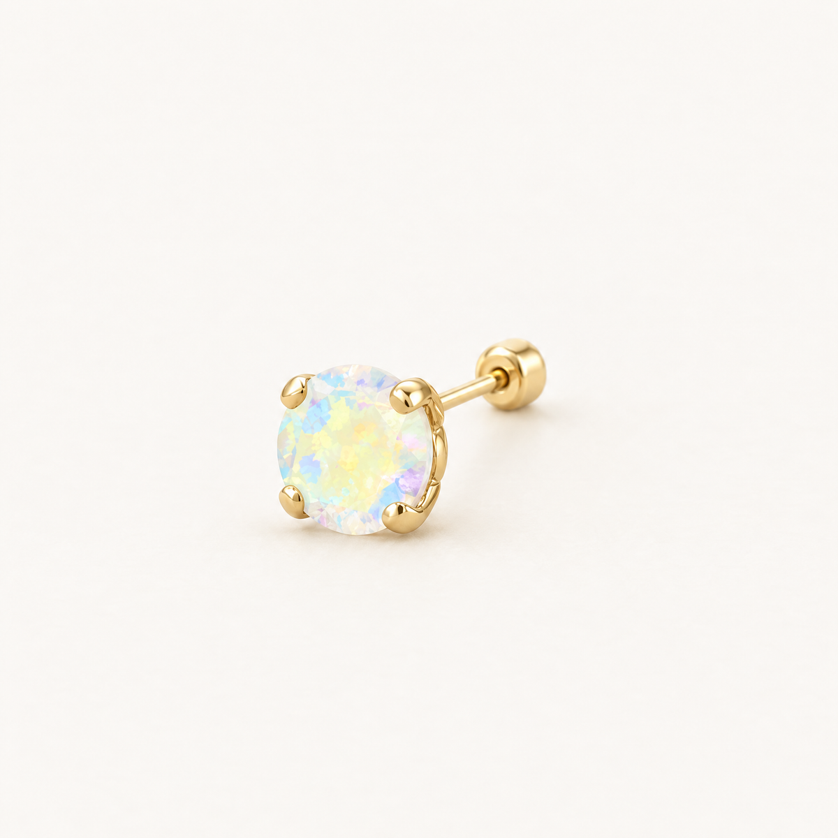 Broquel Solitario Zirconia Tornasol 3 mm Oro 10K: vista principal.