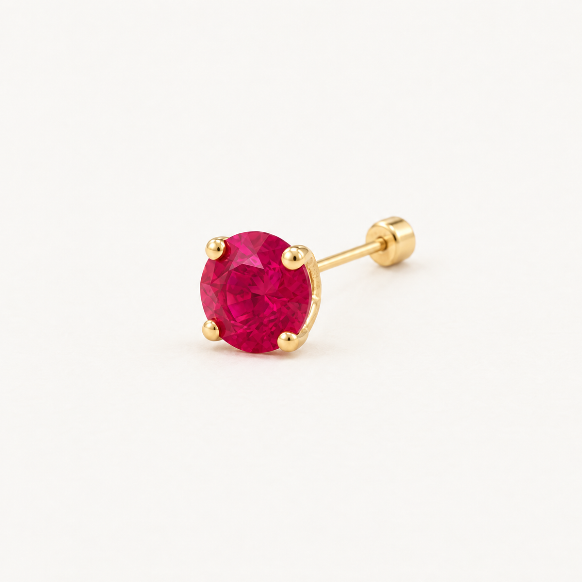 Broquel Solitario Zirconia Magenta 4 mm Oro 10K: vista principal.