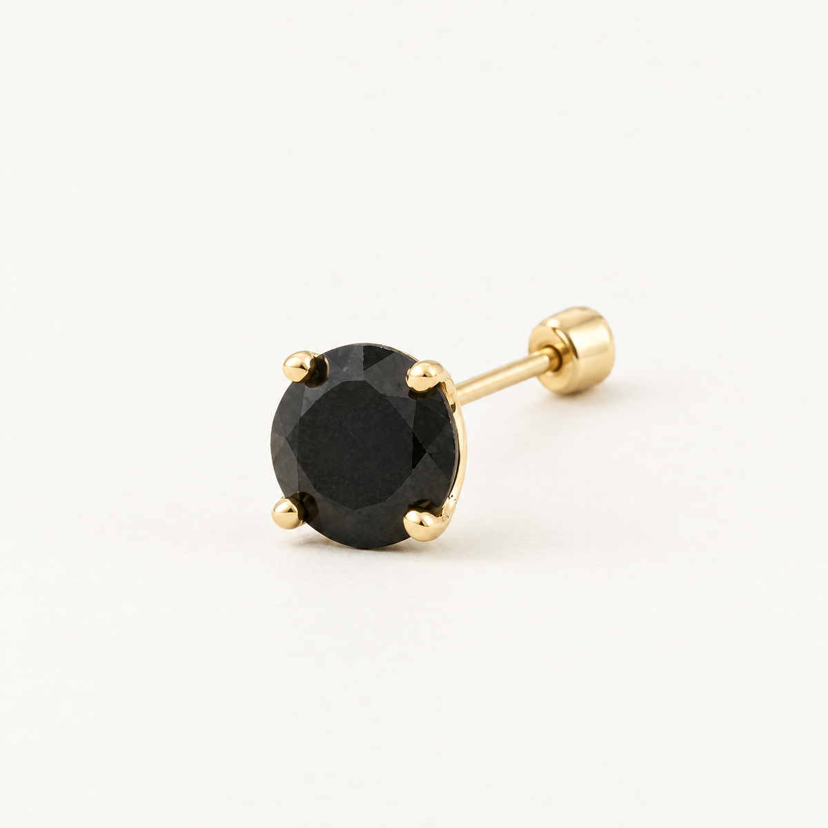 Broquel Solitario Zirconia Negra 4 mm Oro 10K: vista principal.
