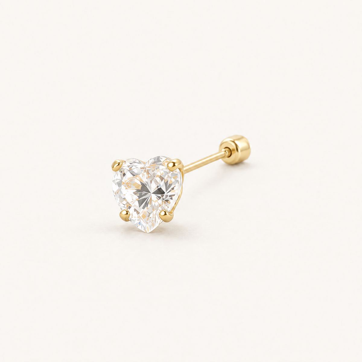 Broquel Corazón Zirconia 4 mm Oro 10K: vista principal.