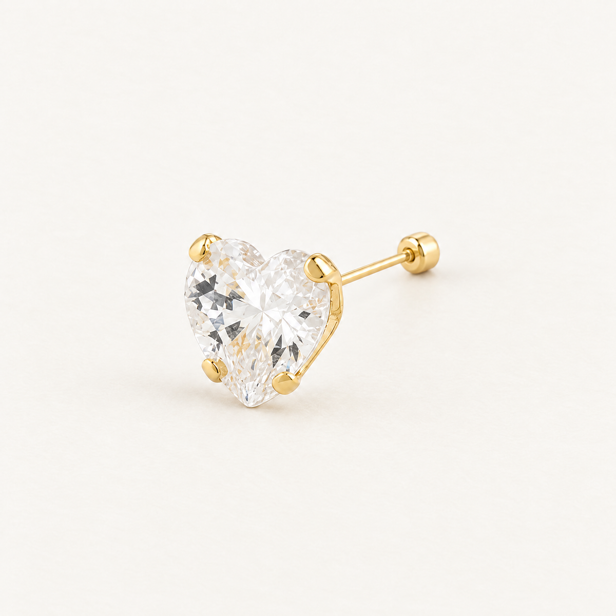 Broquel Corazón Zirconia 6 mm Oro 10K: vista principal.