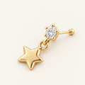Broquel Zirconia con Estrella Colgante Oro 10K: vista principal.