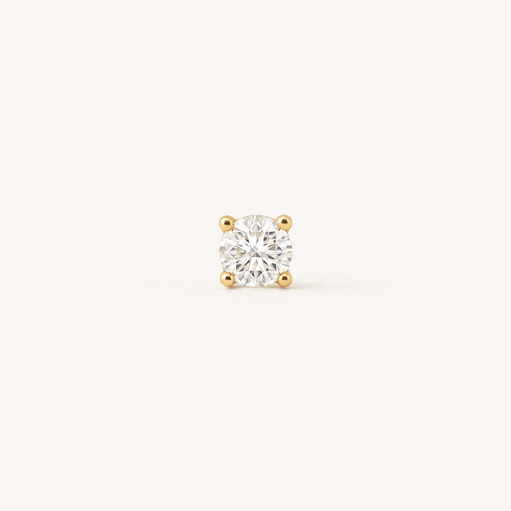 Broquel Solitario Zirconia Blanca 2.25 mm Oro 10K — vista frontal