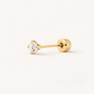 Broquel Solitario Zirconia Blanca 2.25 mm Oro 10K — vista diagonal