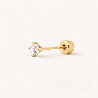 Broquel Solitario Zirconia Blanca 2.25 mm Oro 10K