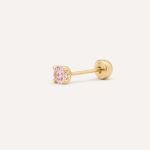 Broquel Solitario Zirconia Rosa 2.25 mm Oro 10K — vista diagonal