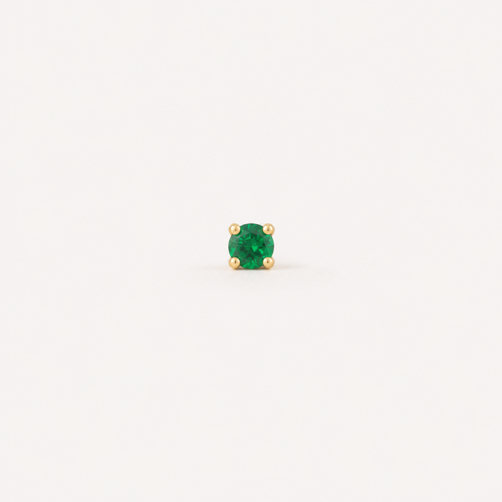 Broquel Solitario Zirconia Verde 2.25 mm Oro 10K — vista frontal