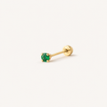 Broquel Solitario Zirconia Verde 2.25 mm Oro 10K — vista diagonal