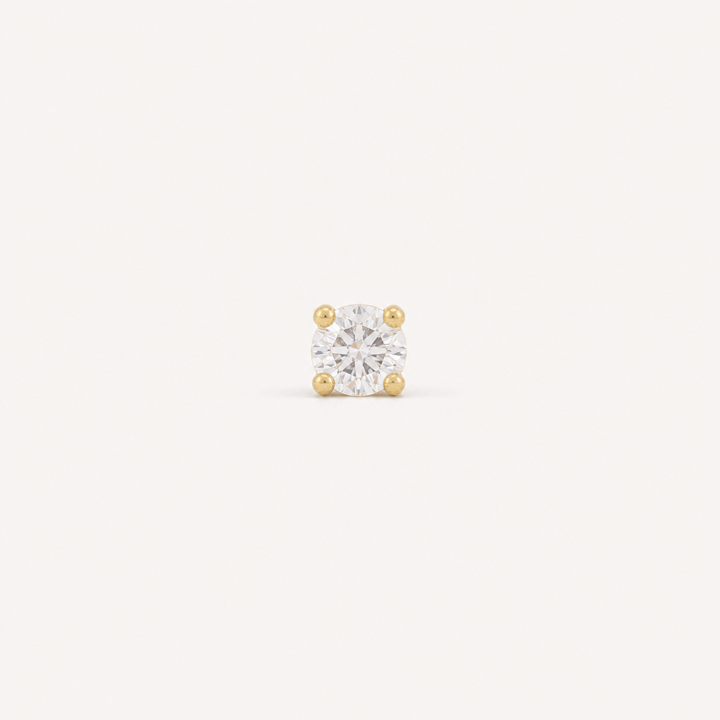 Broquel Solitario Zirconia Blanca 3 mm Oro 10K — vista frontal