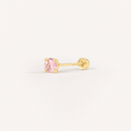 Broquel Solitario Zirconia Rosa 3 mm Oro 10K — vista diagonal