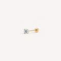 Broquel Solitario Zirconia Aqua 3 mm Oro 10K — vista diagonal