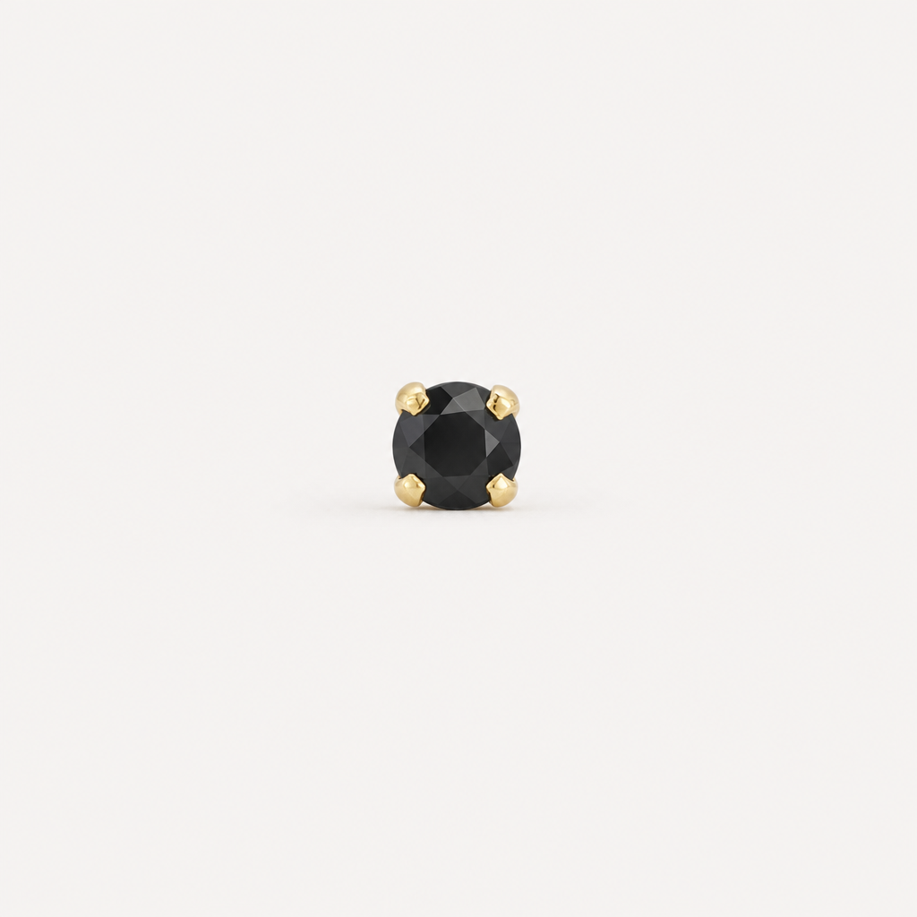 Broquel Solitario Zirconia Negra 3 mm Oro 10K — vista frontal