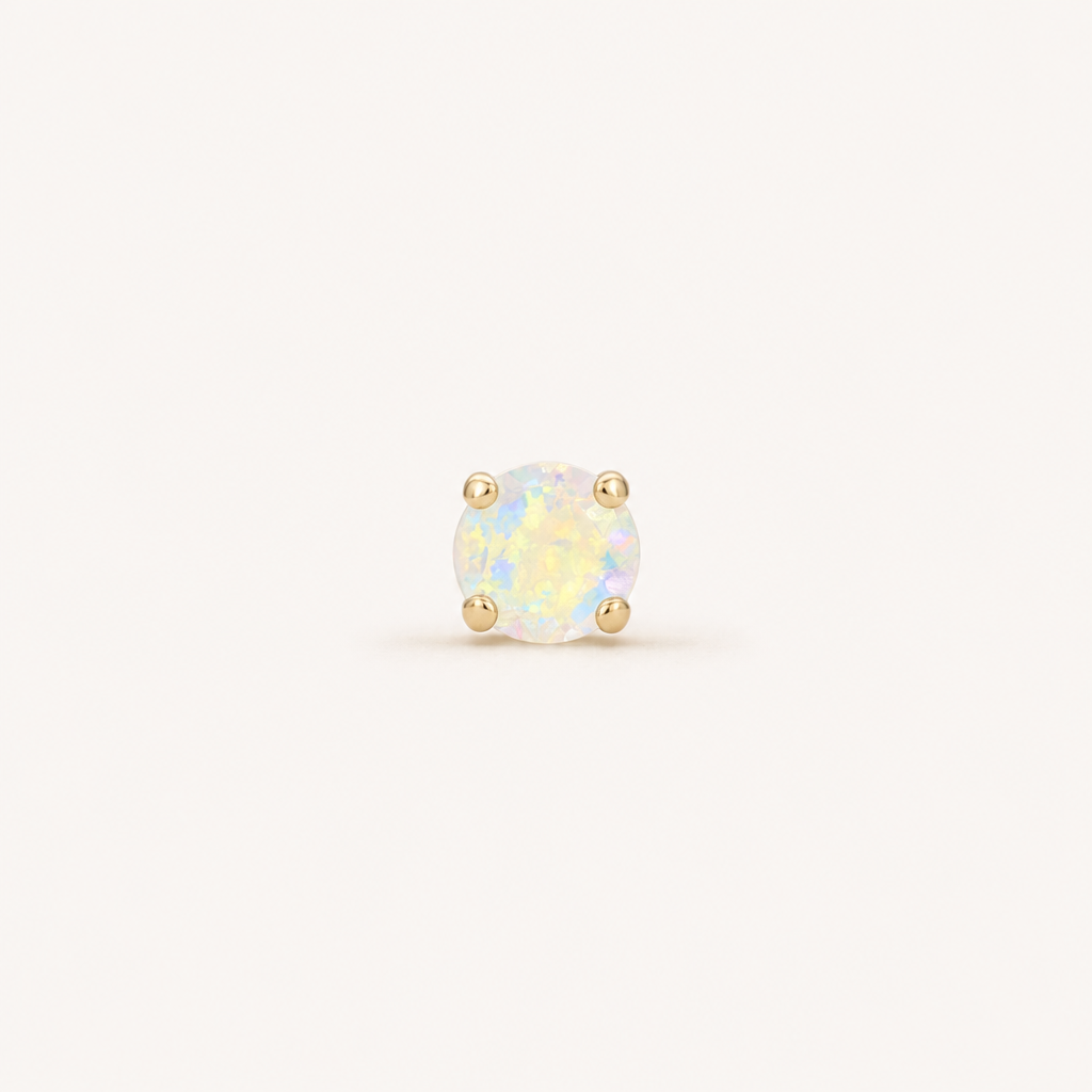 Broquel Solitario Zirconia Tornasol 3 mm Oro 10K — vista frontal