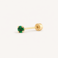 Broquel Solitario Zirconia Verde 3 mm Oro 10K — vista diagonal