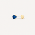 Broquel Solitario Zirconia Azul 3 mm Oro 10K — vista diagonal