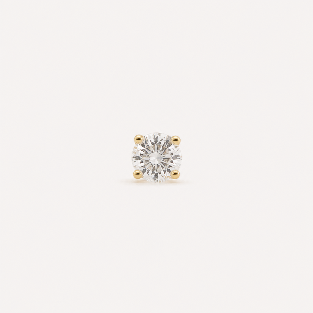 Broquel Solitario Zirconia Blanca 4 mm Oro 10K — vista frontal