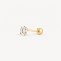 Broquel Solitario Zirconia Blanca 4 mm Oro 10K — vista diagonal