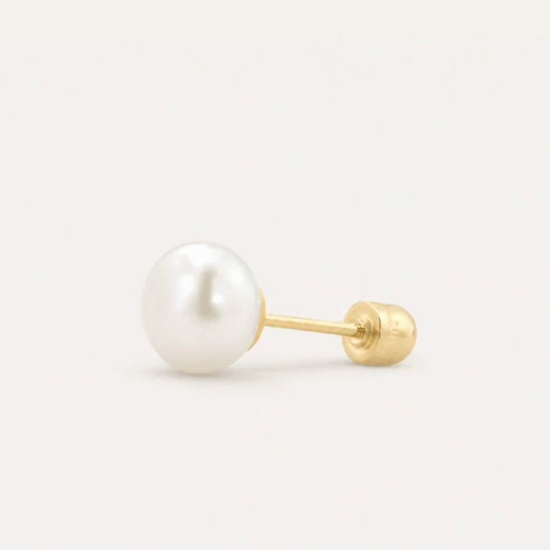 Broquel Perla 5 mm Oro 10K — ficha tecnica animada