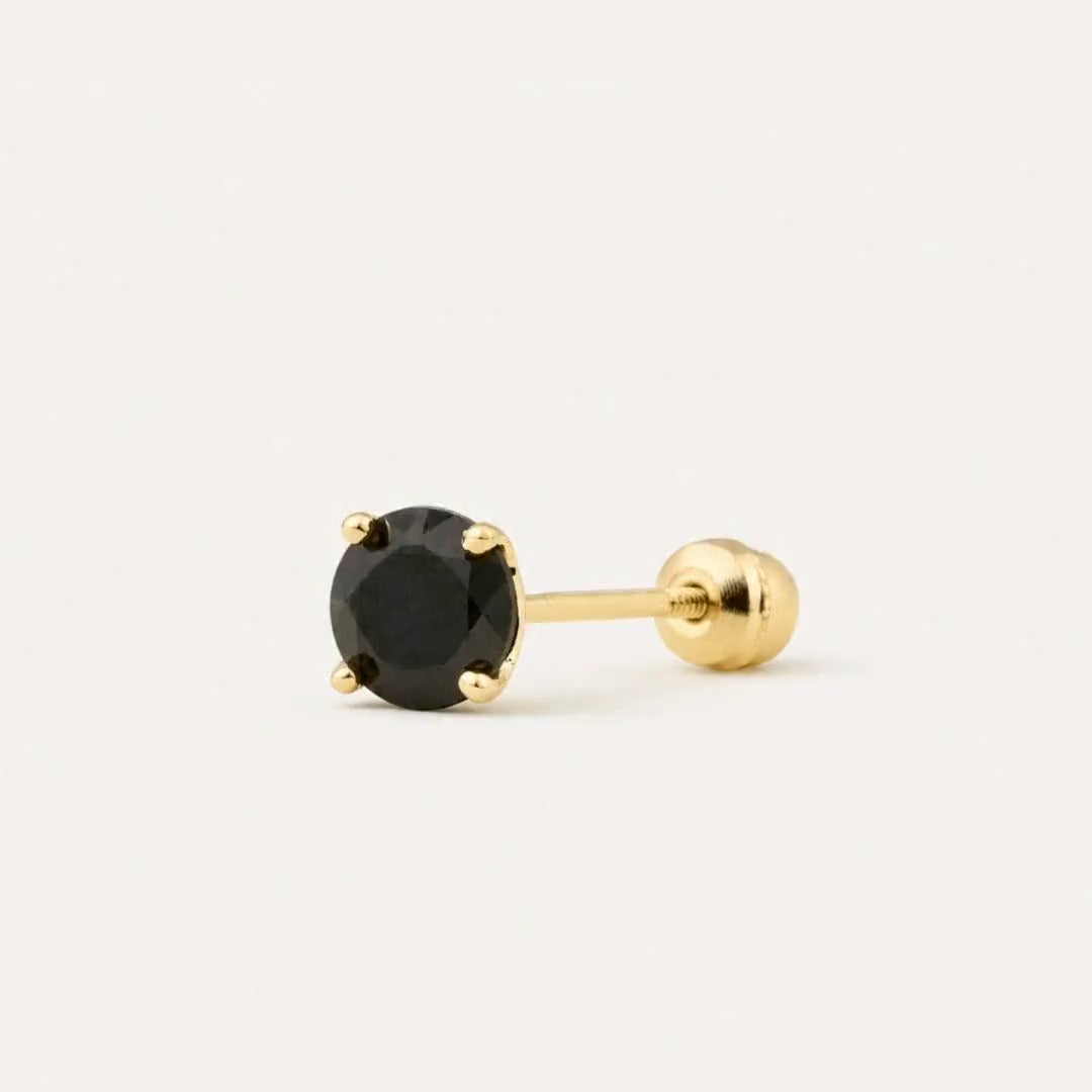 Broquel Solitario Zirconia Negra 4 mm Oro 10K — ficha tecnica animada