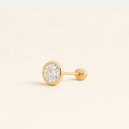 Broquel Bisel Zirconia Blanca 5 mm Oro 10K — ficha tecnica animada