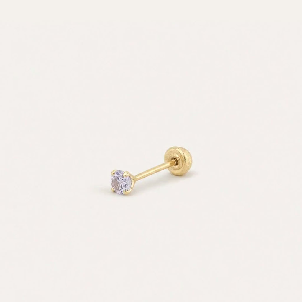 Broquel Solitario Zirconia Lila 2.25 mm Oro 10K — ficha tecnica animada