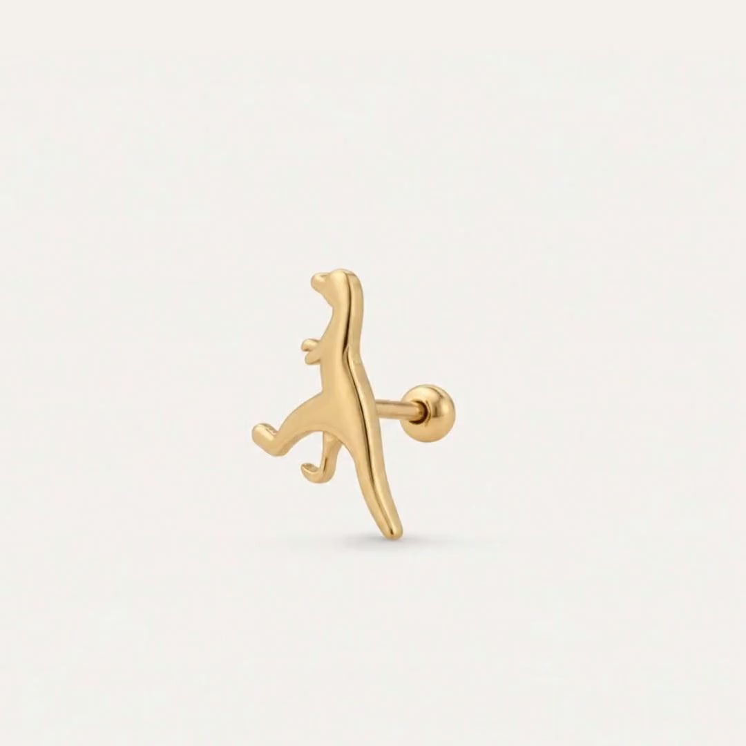 Broquel T-Rex Oro 10K — ficha tecnica animada
