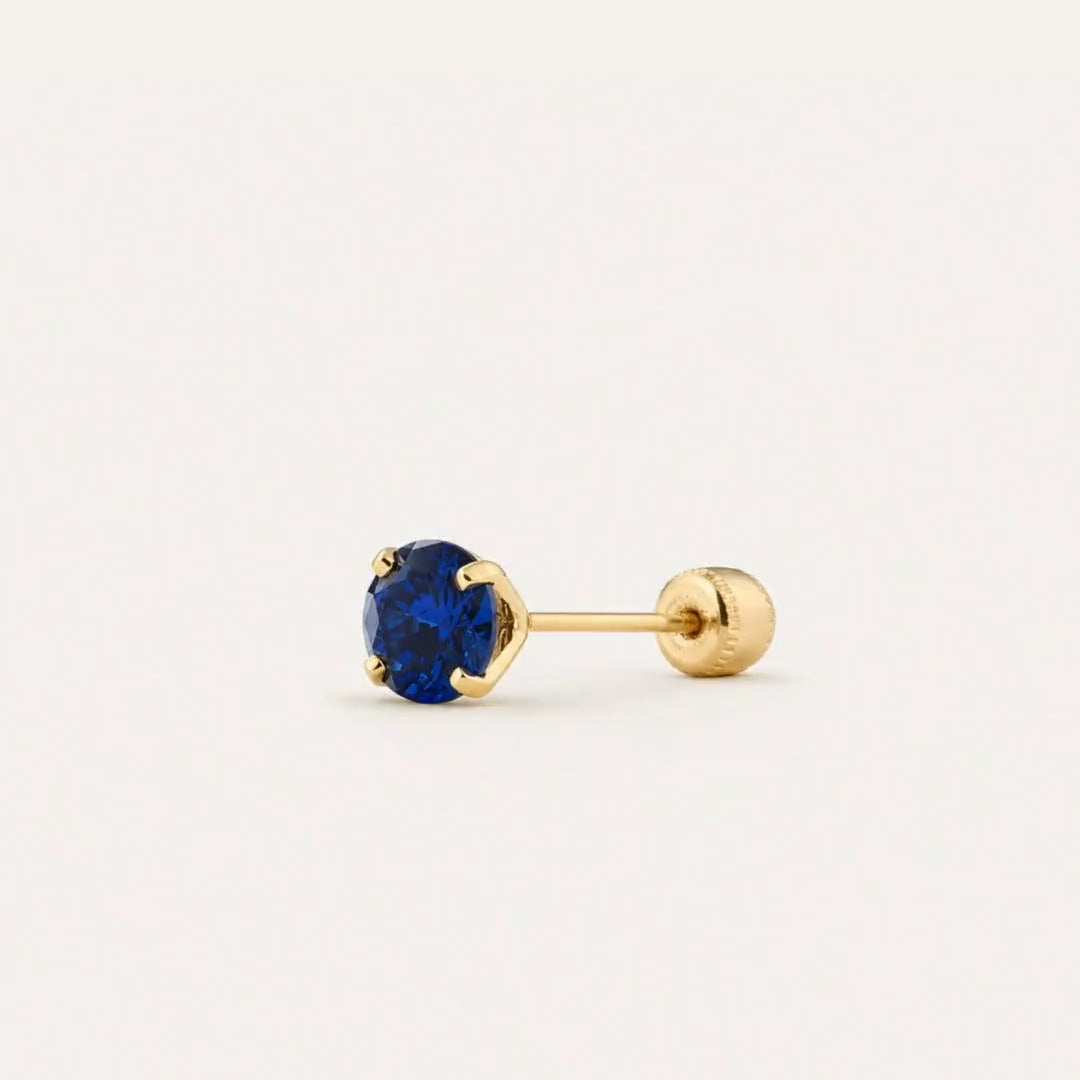 Broquel Solitario Zirconia Azul 4 mm Oro 10K — ficha tecnica animada