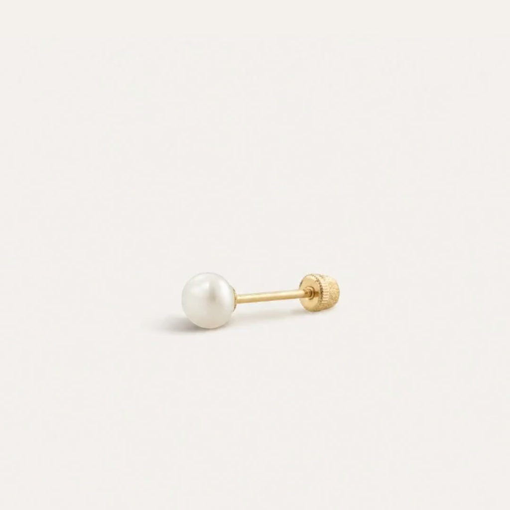 Broquel Perla 3.5 mm Oro 10K — ficha tecnica animada