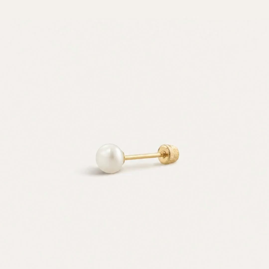 Broquel Perla 3.5 mm Oro 10K — ficha tecnica animada