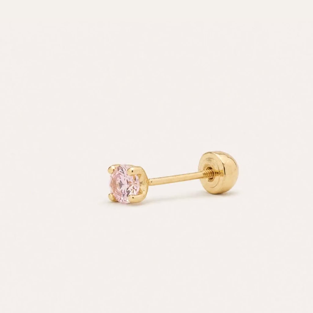 Broquel Solitario Zirconia Rosa 2.25 mm Oro 10K — ficha tecnica animada