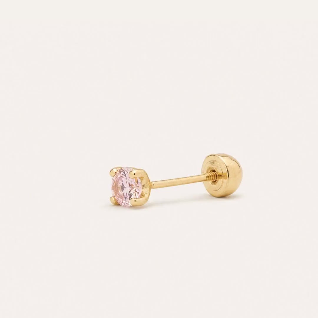 Broquel Solitario Zirconia Rosa 2.25 mm Oro 10K — ficha tecnica animada