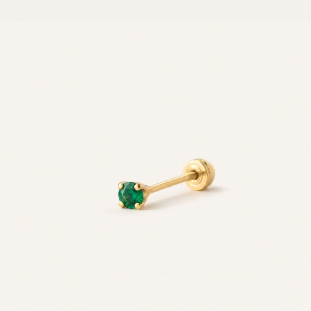 Broquel Solitario Zirconia Verde 2.25 mm Oro 10K — ficha tecnica animada