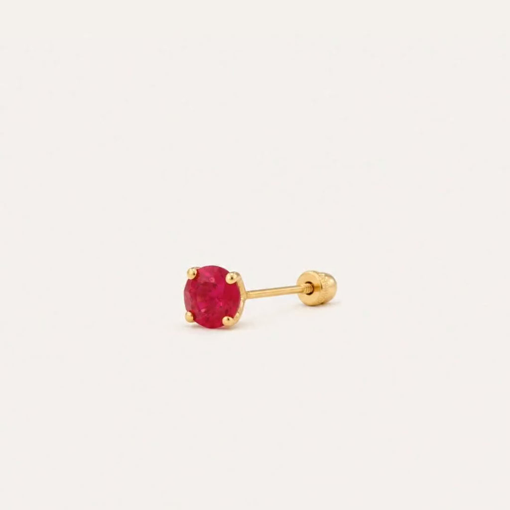 Broquel Solitario Zirconia Rubí 4 mm Oro 10K — ficha tecnica animada