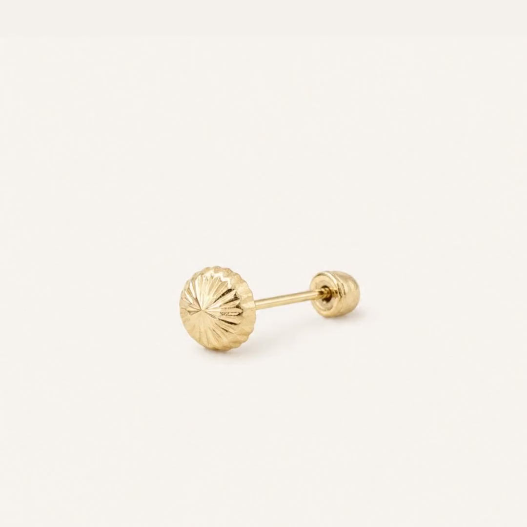 Broquel Hongo 4.6 mm Oro 10K — ficha tecnica animada