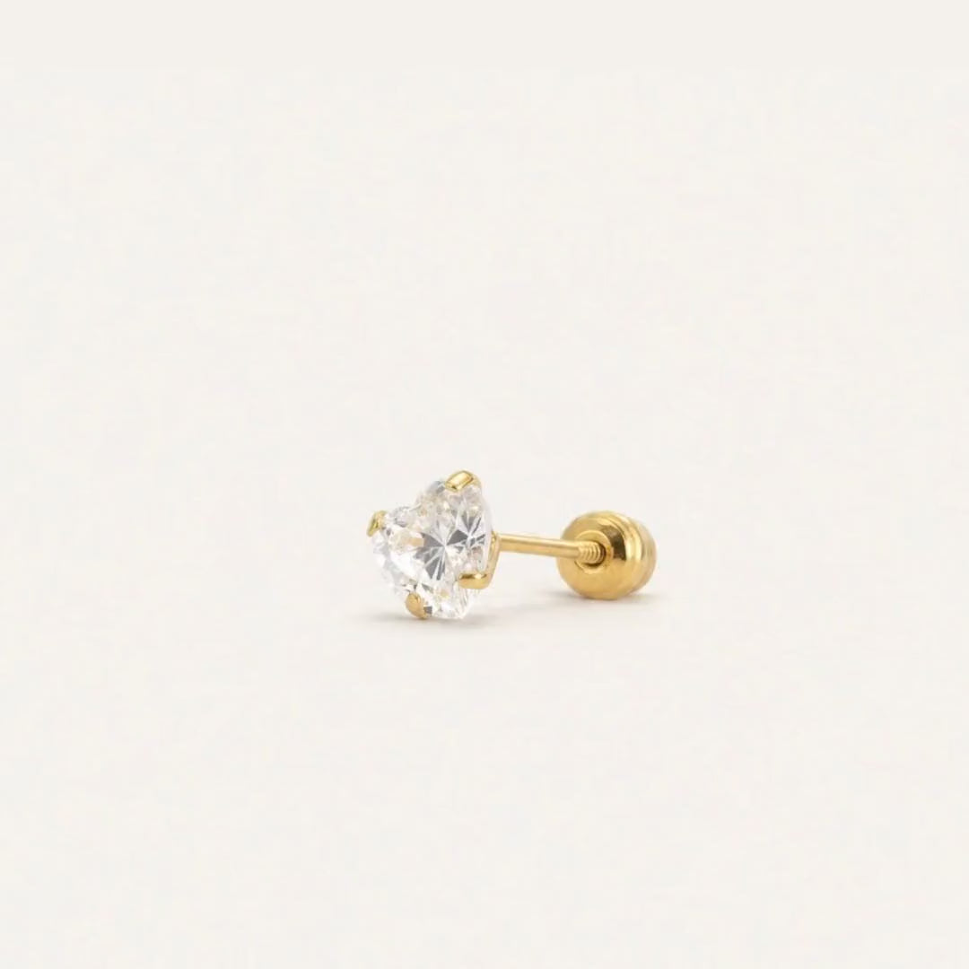 Broquel Corazón Zirconia 4 mm Oro 10K — ficha tecnica animada