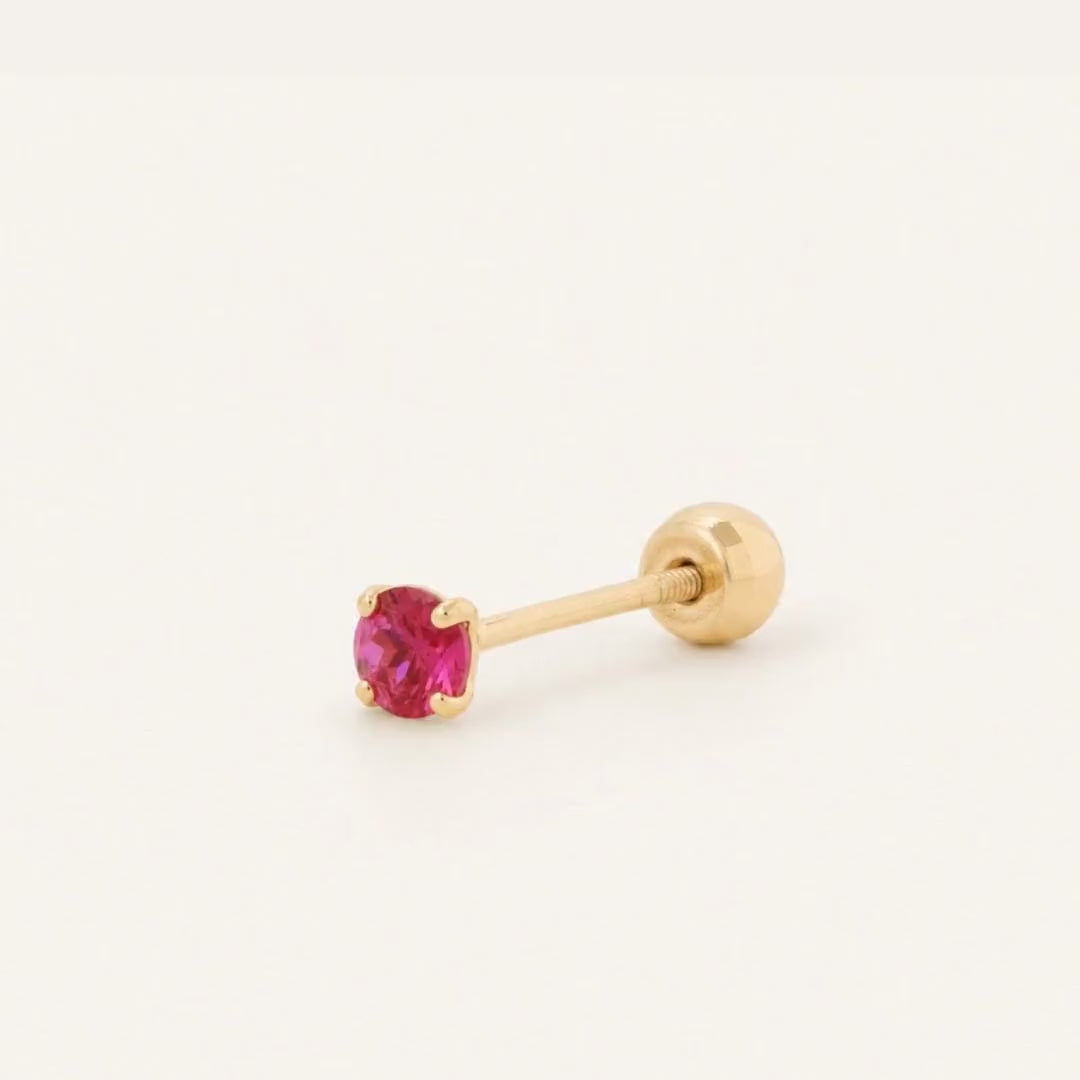 Broquel Solitario Zirconia Rubí 2.25 mm Oro 10K — ficha tecnica animada