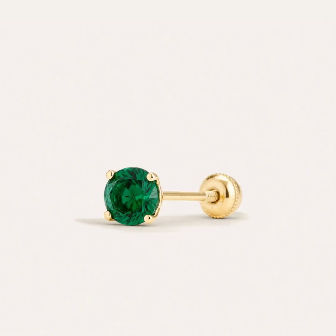 Broquel Solitario Zirconia Verde 4 mm Oro 10K — ficha tecnica animada