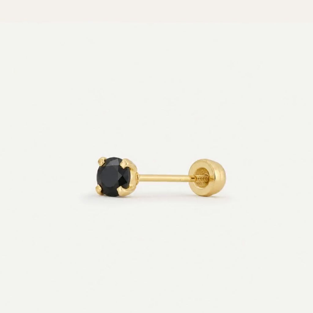 Broquel Solitario Zirconia Negra 2.25 mm Oro 10K — ficha tecnica animada