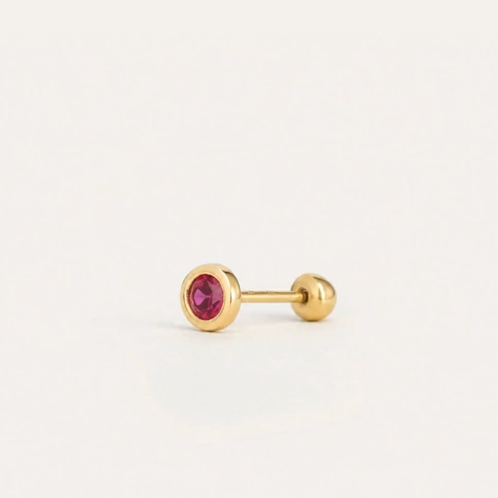 Broquel Bisel Zirconia Rubí 3 mm Oro 10K — ficha tecnica animada