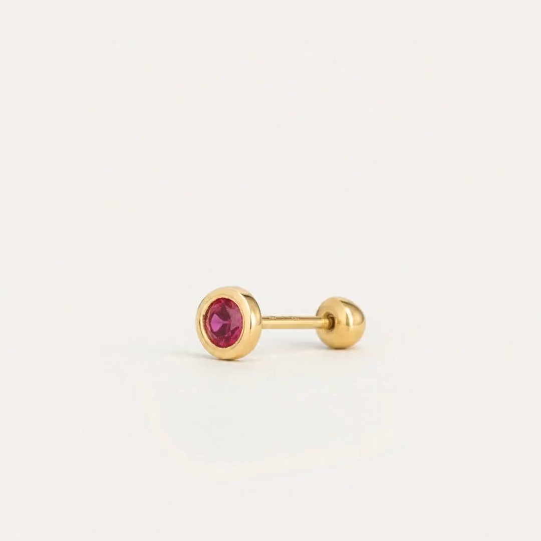 Broquel Bisel Zirconia Rubí 3 mm Oro 10K — ficha tecnica animada