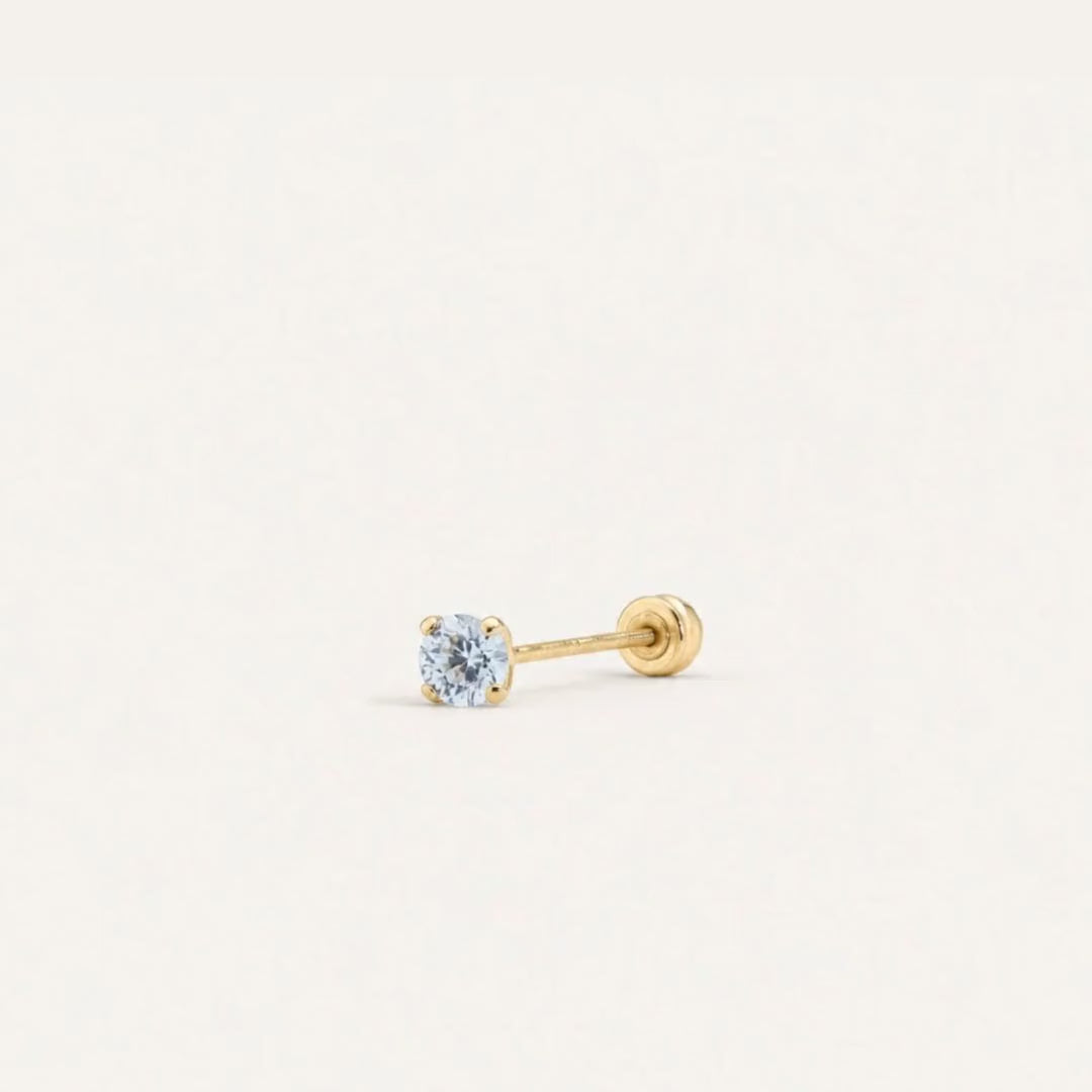 Broquel Solitario Zirconia Aqua 4 mm Oro 10K — ficha tecnica animada