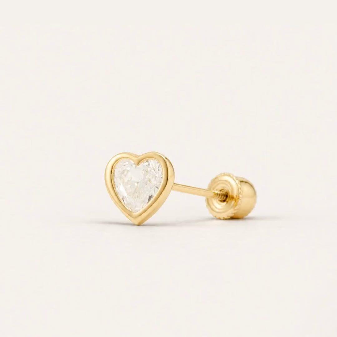 Broquel Bisel Corazón Zirconia 4 mm Oro 10K — ficha tecnica animada